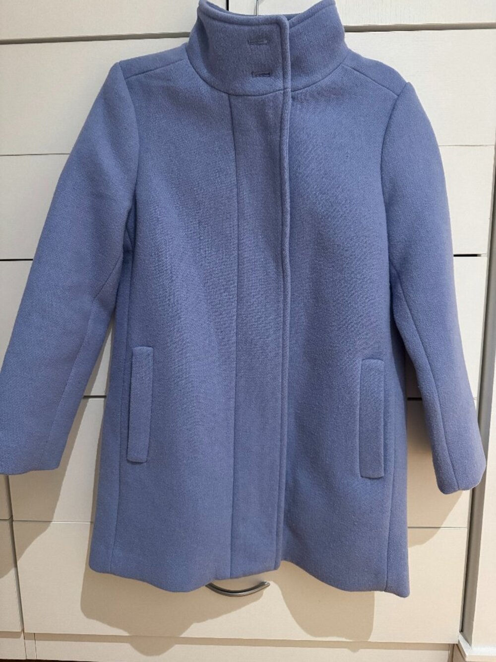J.Crew Factory Petite Periwinkle Blue Wool-Blend Stand Collar City Coat 4P